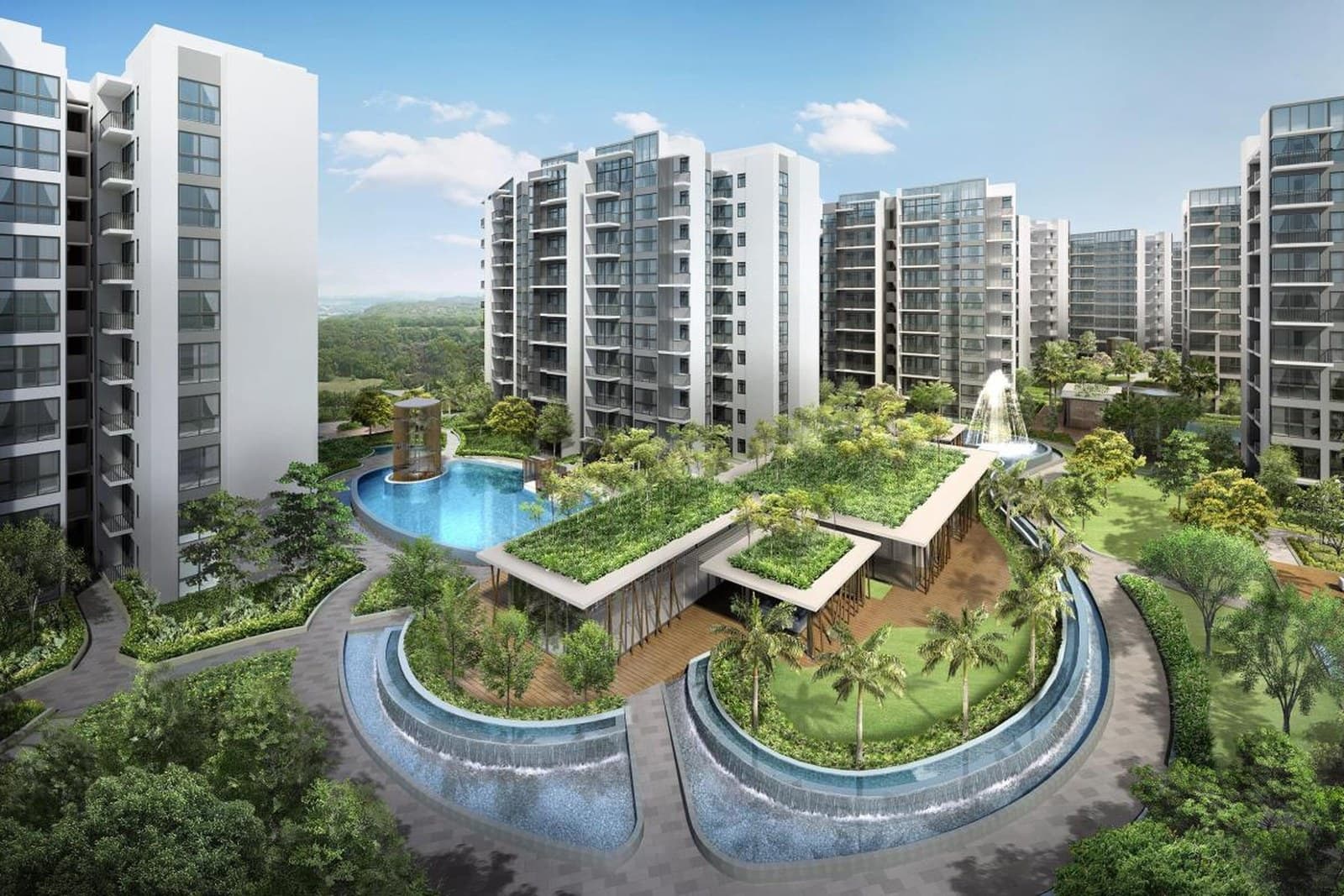 North Park Residences at Yishun, in Frasers Property's Singapore track record North Park Residences at Yishun, low-rise blocks around a landscaped pool deck and water features